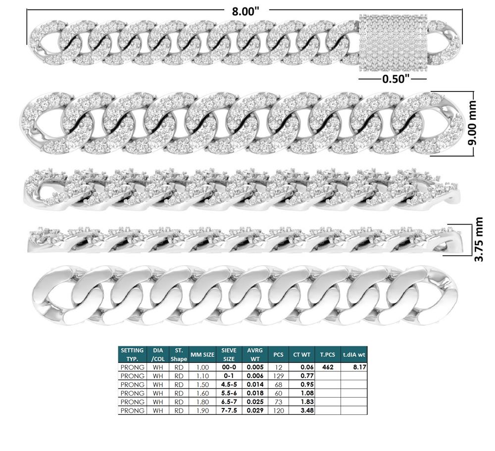 Round Lab-Grown Diamond Pavé Bracelet - 14KT White Gold