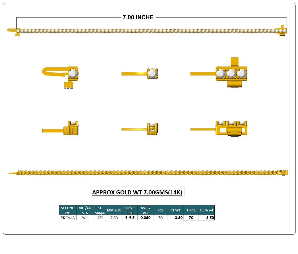 Classic Lab-Grown Diamond Bracelet - 14KT Gold