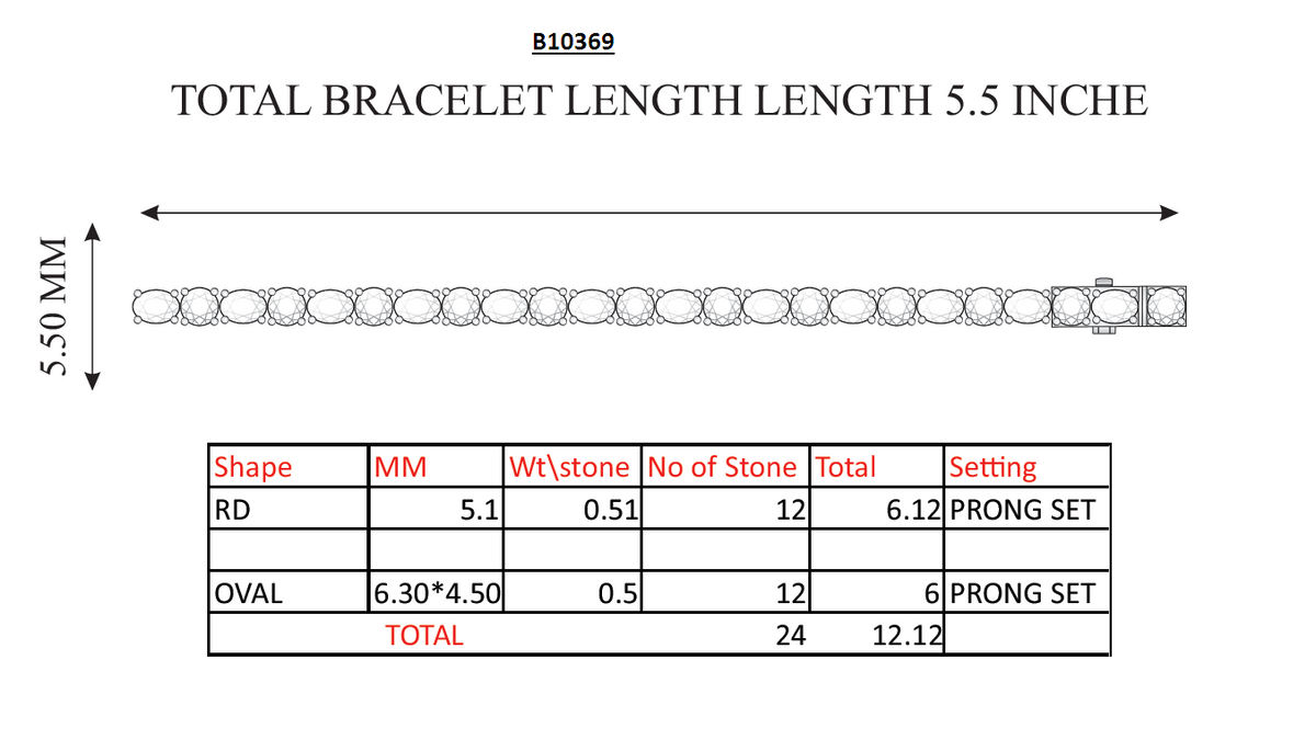 Mixed Cut Lab-Grown Diamond Bracelet - 14KT Gold