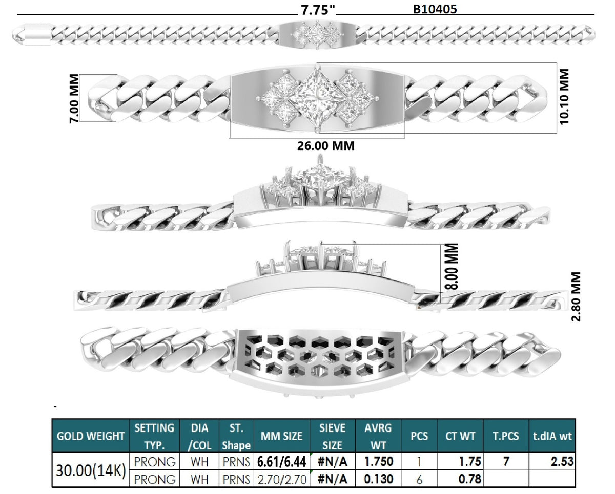 Princess Lab-Grown Diamond Bracelet - 14KT Gold