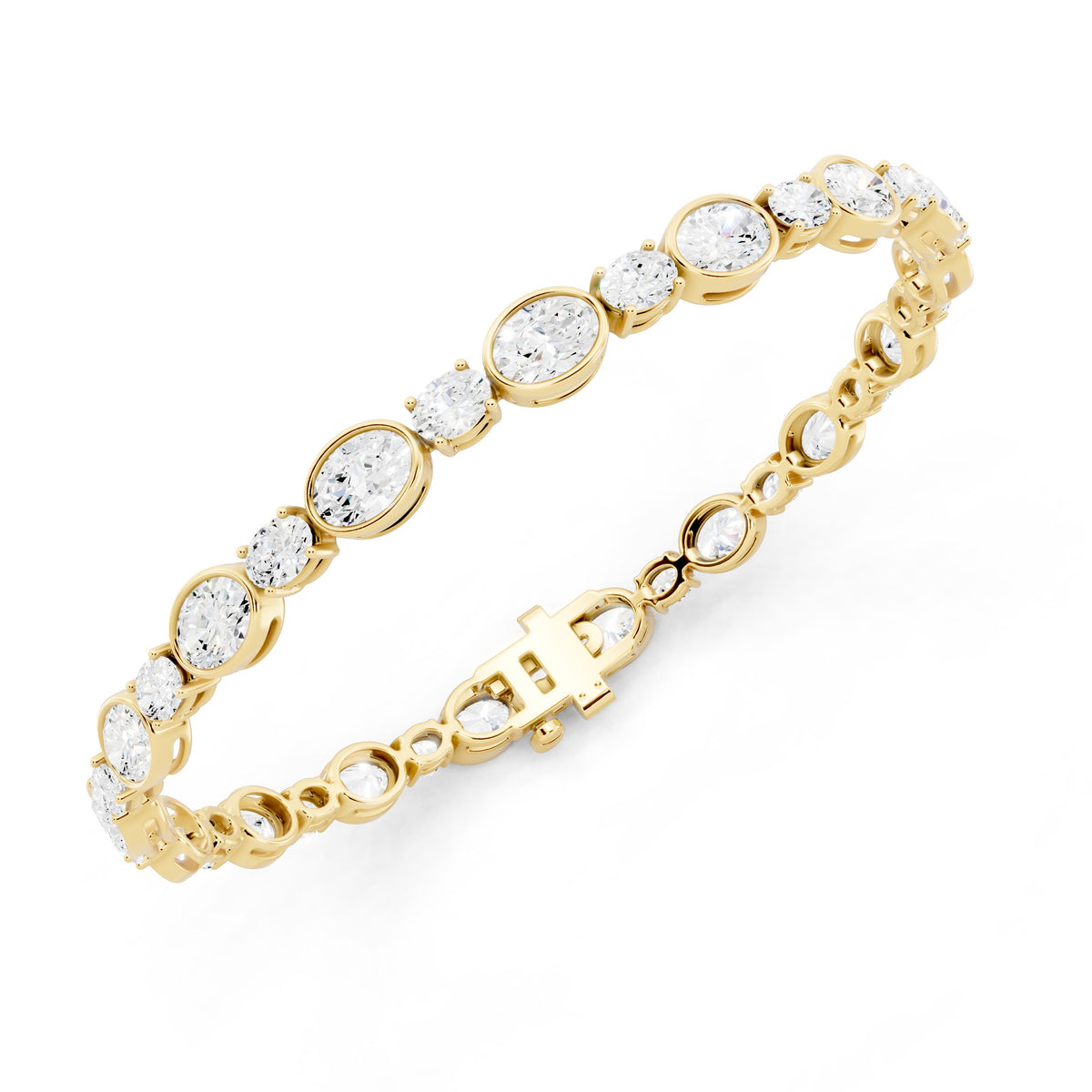 Elegant Lab-Grown Oval Diamond Bracelet - 14KT Gold