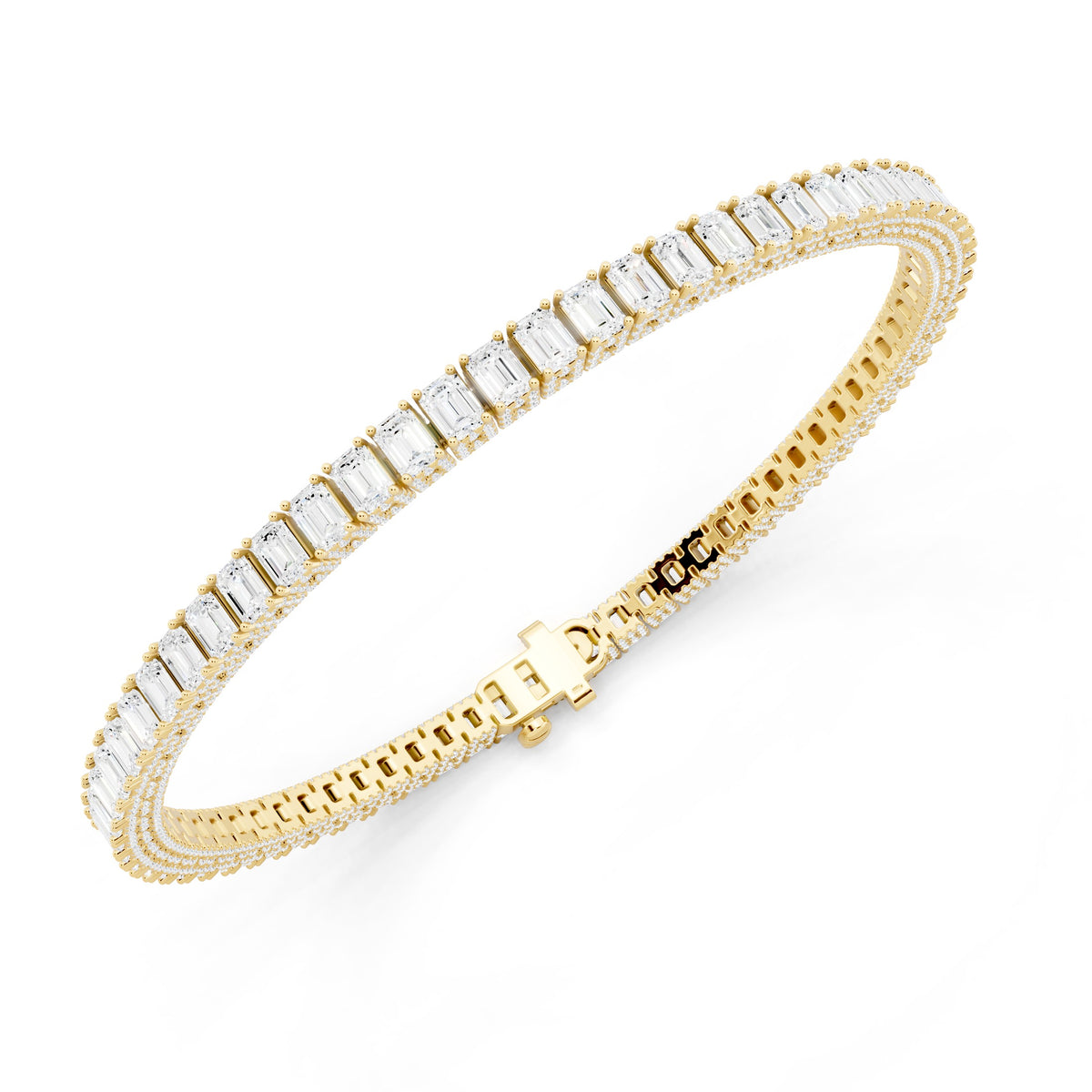 Mixed Lab-Grown Diamond & Emerald Bracelet - 14KT Gold