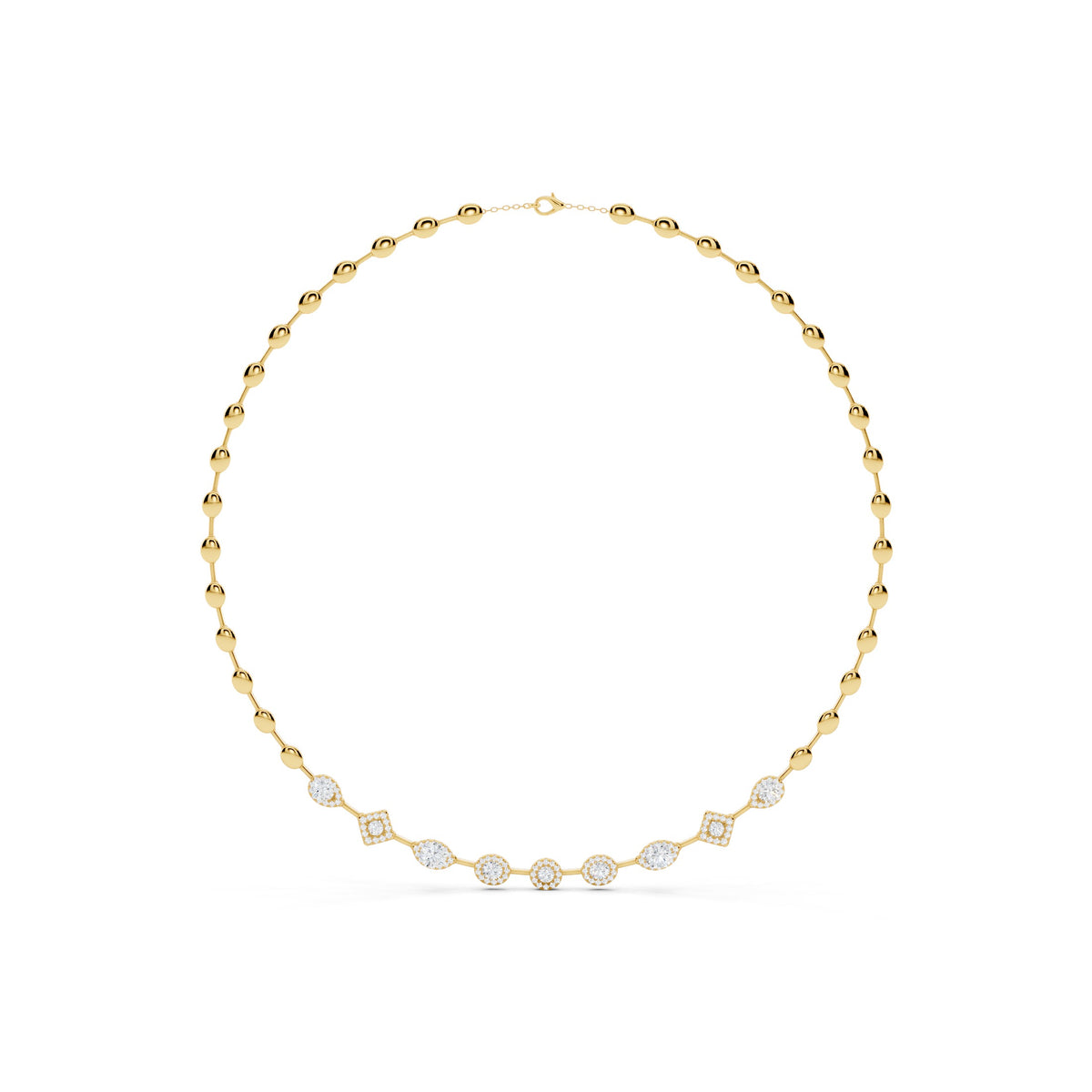 Multi-Shape Lab Diamond Statement Necklace - 14KT Gold