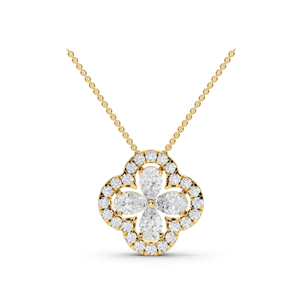 Classic Mixed Shape Diamond Necklace - 14KT Gold