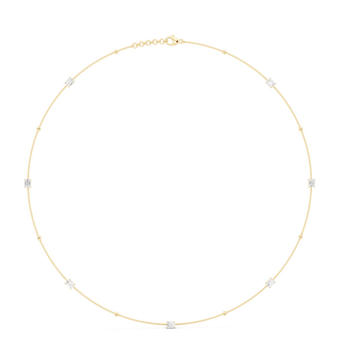 Classic Emerald Diamond Necklace - 14KT Gold