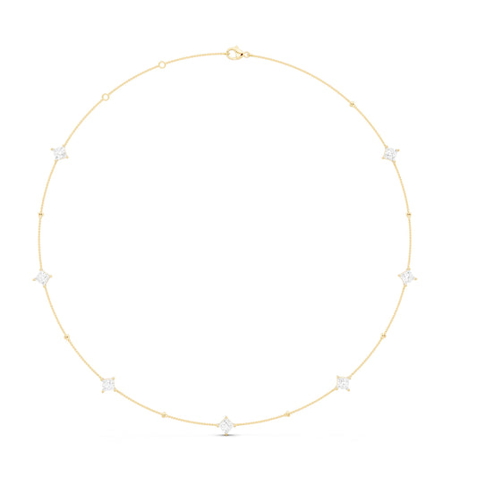 Princess Cut Lab Diamond Necklace - 14KT Gold
