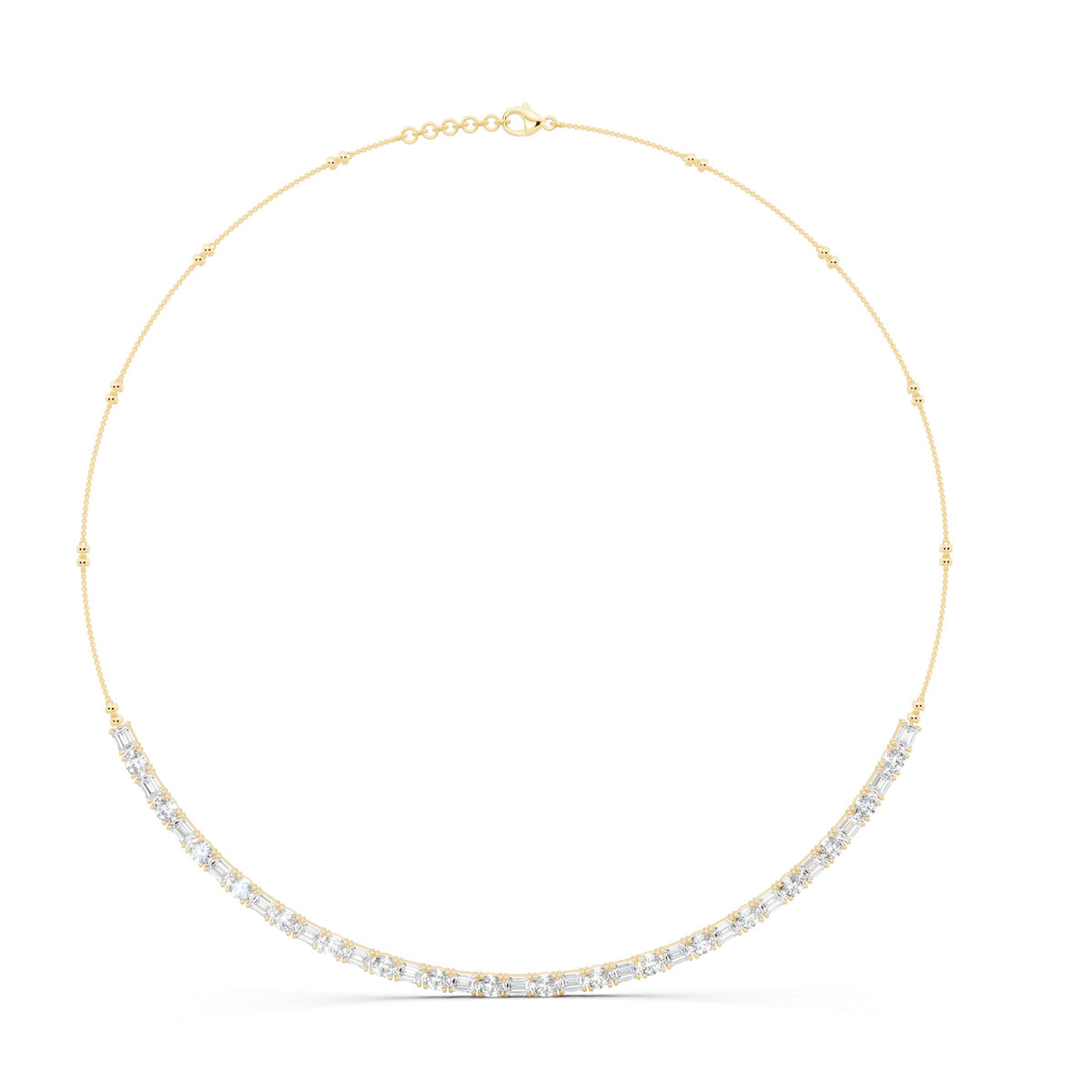 Oval & Emerald Lab Diamond Necklace - 14KT Gold