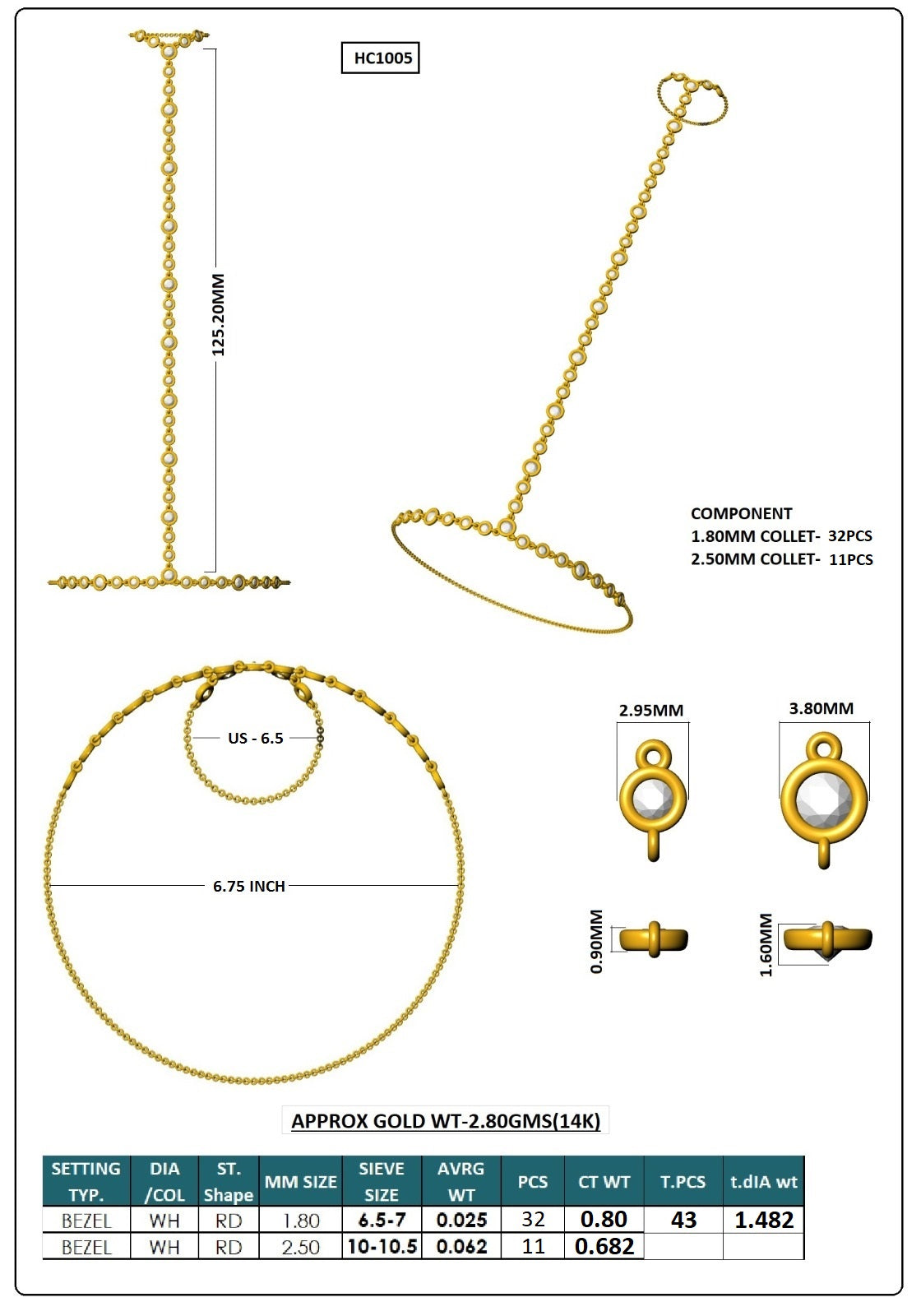 Pavé Diamond Hand Chain Bracelet - 14KT Gold