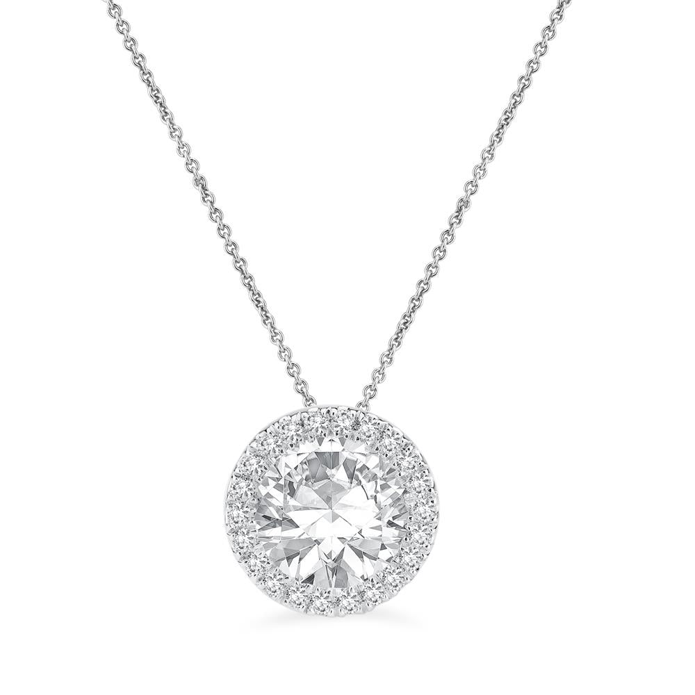 Moissanite Style Diamond Pendant - 14KT Gold