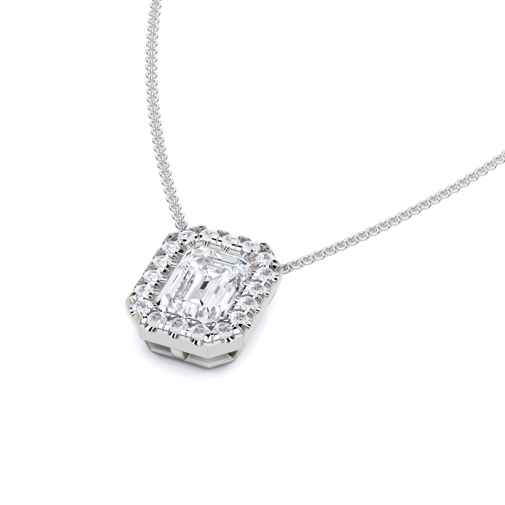 Moissanite Style Diamond Pendant - 14KT Gold