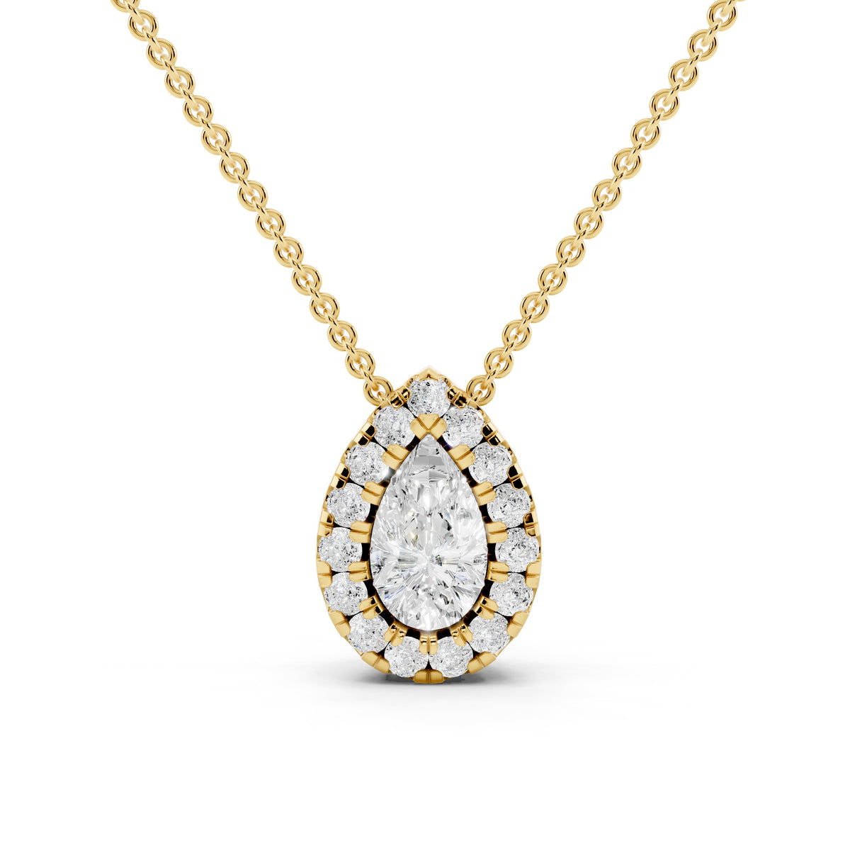 Moissanite Style Diamond Pendant - 14KT Gold