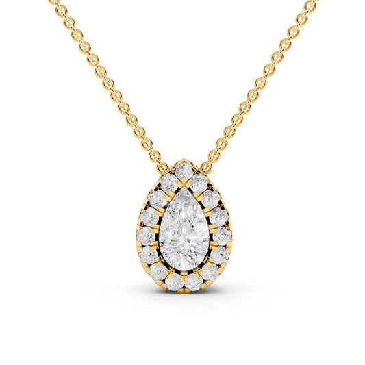 Moissanite Style Diamond Pendant - 14KT Gold