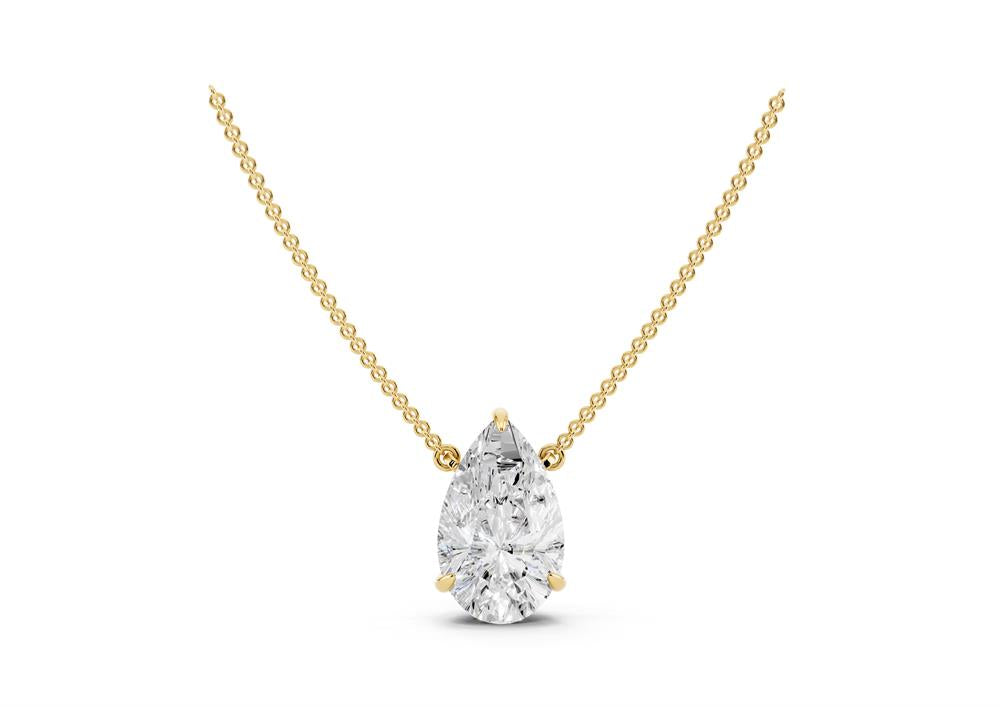 Moissanite Style Diamond Pendant - 14KT Gold