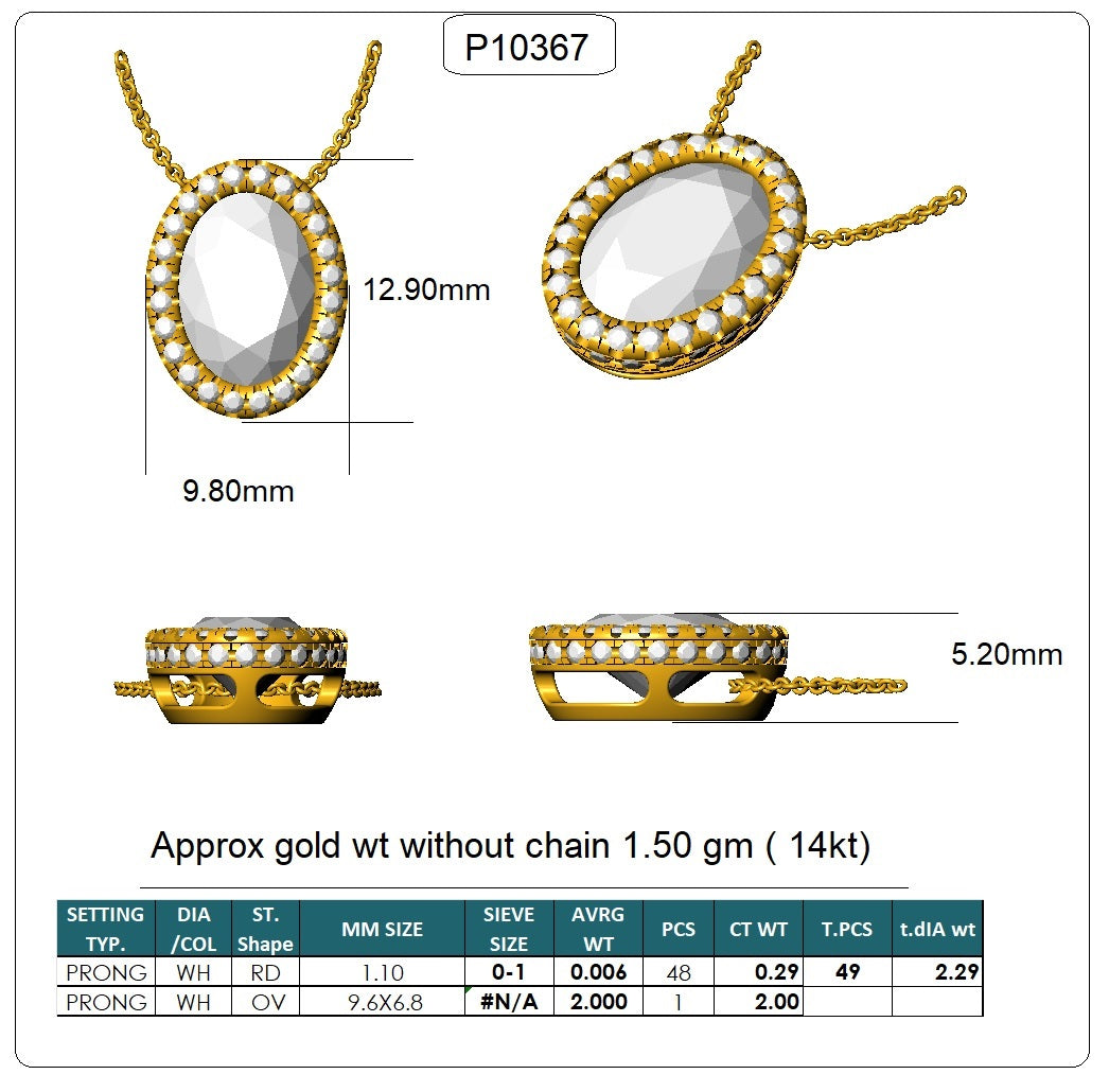 Celestial Oval Bloom Pendant - 14KT Gold