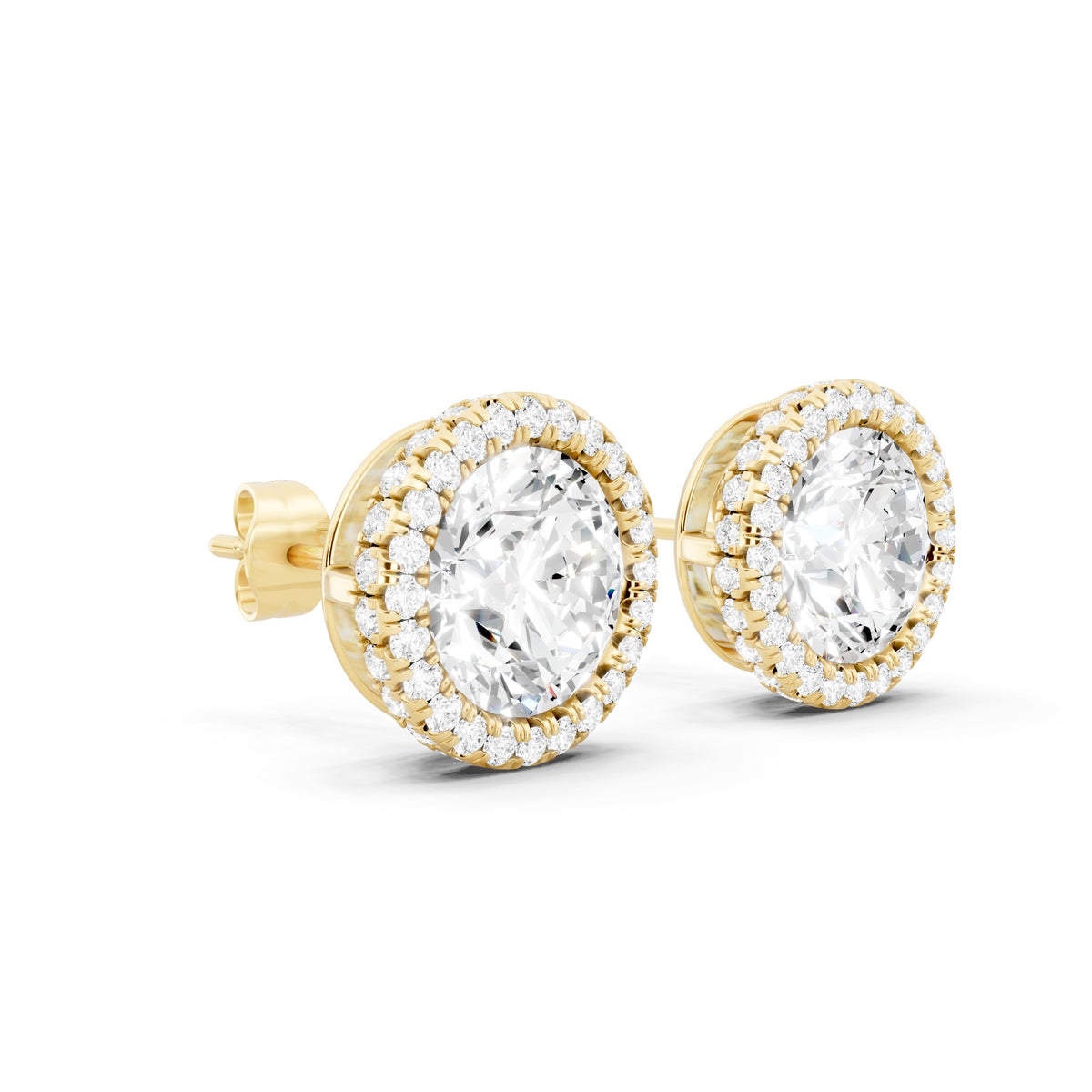 Lab-Grown Round Diamond Luxe Back Earrings - 14KT Yellow Gold