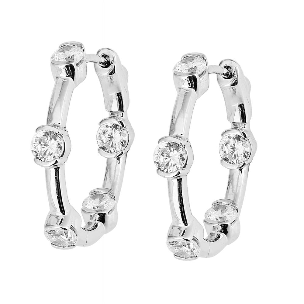 Lab-Grown Round Diamond Bold Back Earrings - 14KT Yellow Gold