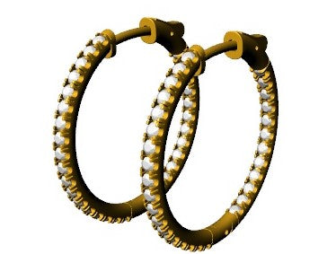 Lab-Grown Round Diamond Luxe Back Earrings - 14KT Yellow Gold