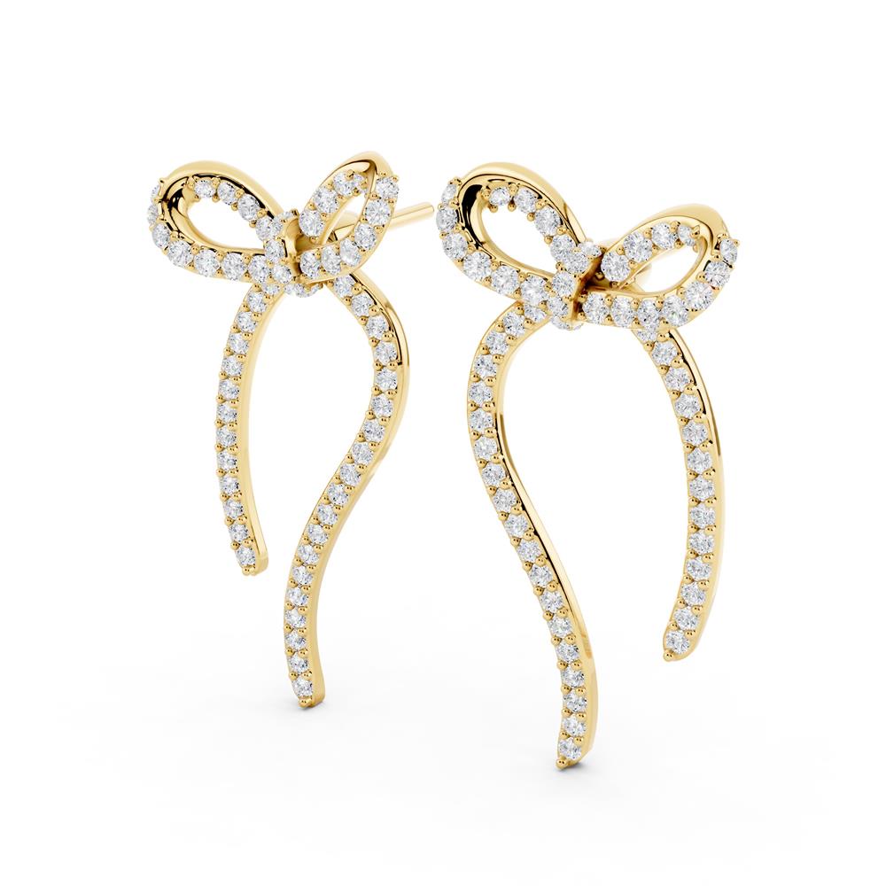 Lab-Grown Round Diamond Luxe Back Earrings - 14KT Yellow Gold