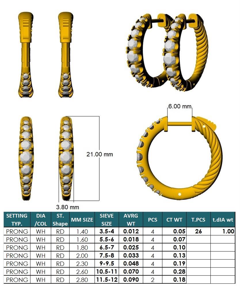 Lab-Grown Round Diamond Luxe Back Earrings - 14KT Yellow Gold