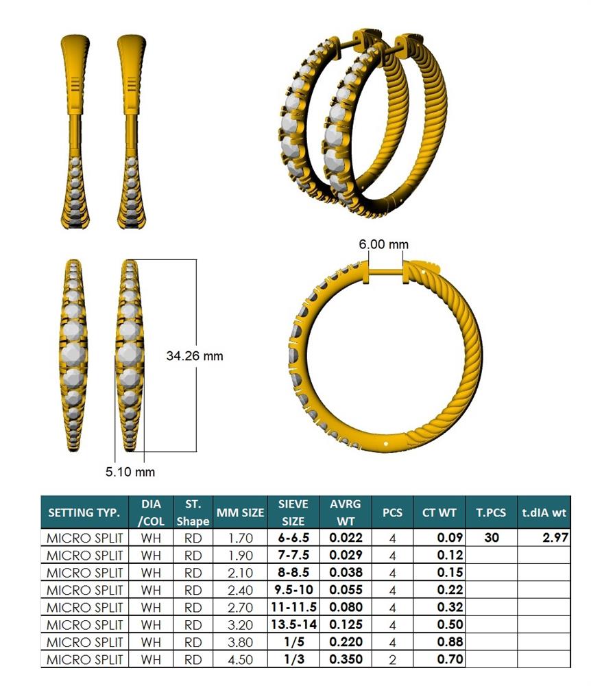 Lab-Grown Round Diamond Luxe Back Earrings - 14KT Yellow Gold