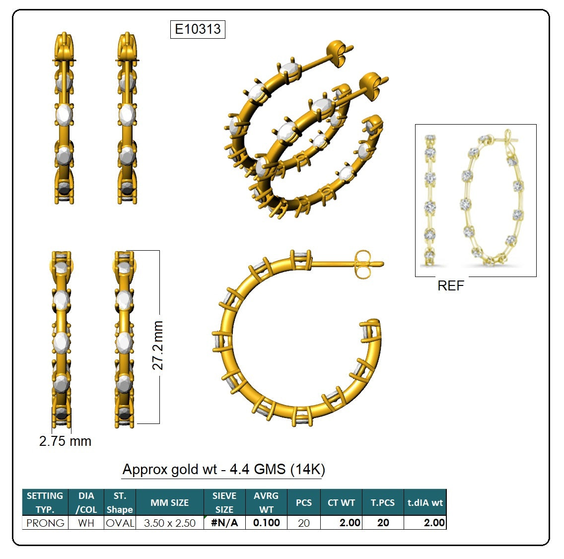 Oval Lab-Grown Diamond Luxe Back Earrings - 14KT Yellow Gold