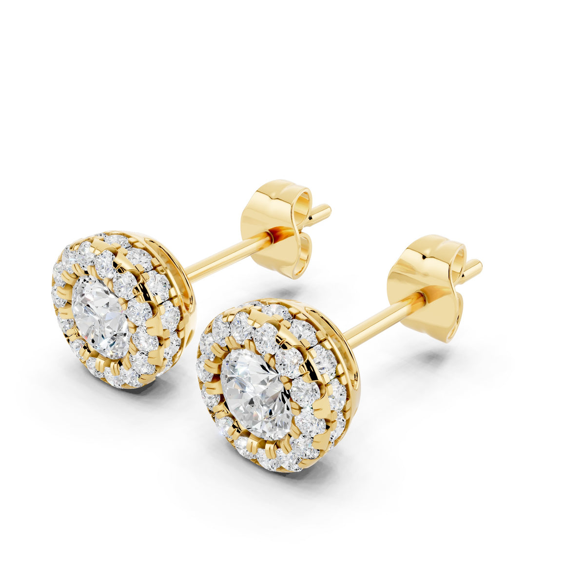 Lab-Grown Round Diamond Luxe Back Earrings - 14KT Yellow Gold