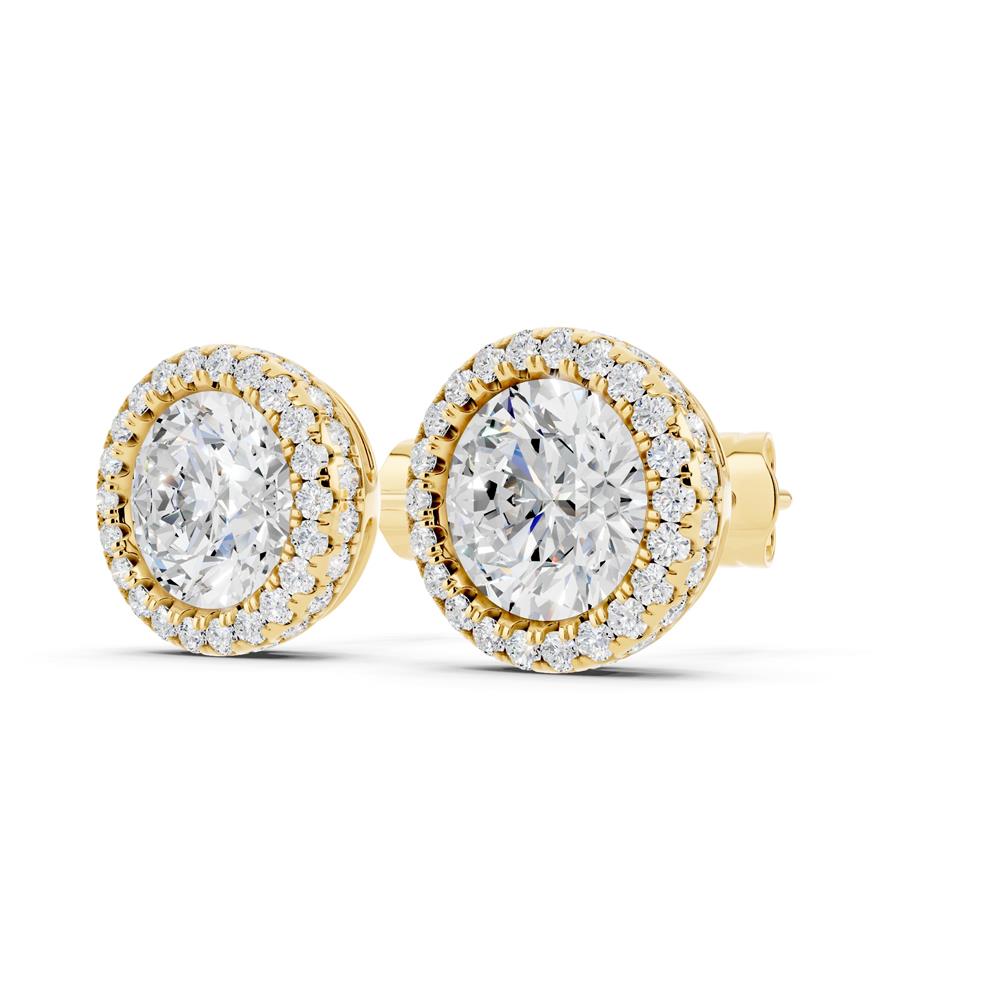 Lab-Grown Round Diamond Luxe Back Earrings - 14KT Yellow Gold