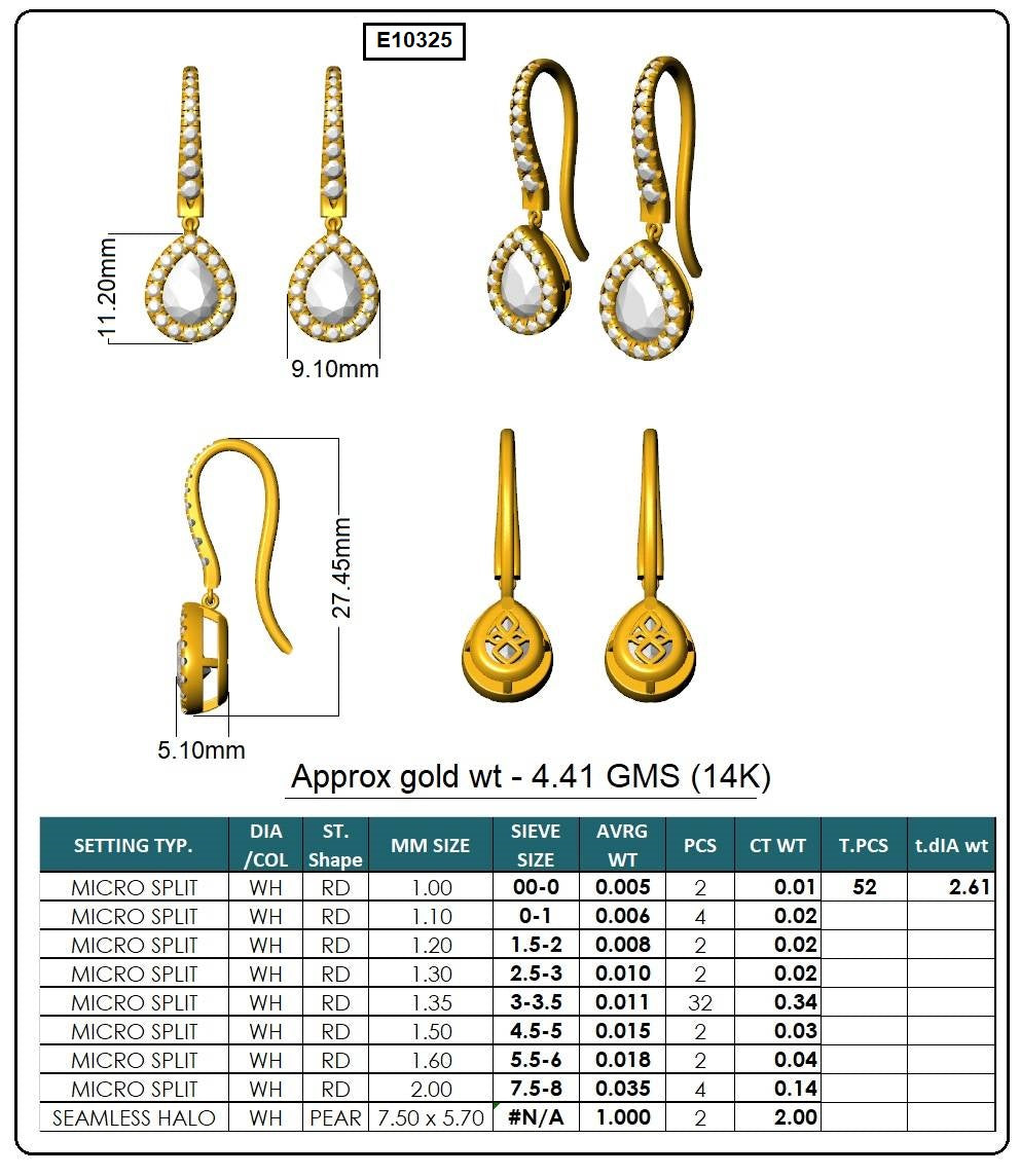 Pear & Round Lab-Grown Diamond Luxe Back Earrings - 14KT Yellow Gold