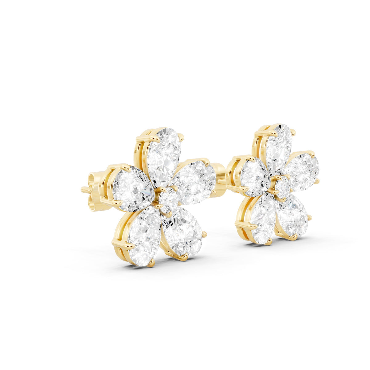 Pear & Round Lab-Grown Diamond Statement Back Earrings - 14KT Yellow Gold