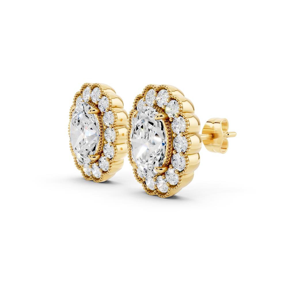 Oval & Round Lab-Grown Diamond Luxe Back Earrings - 14KT Yellow Gold