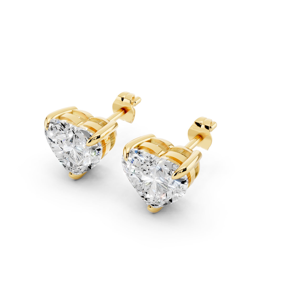 Heart Lab-Grown Diamond Luxe Back Earrings - 14KT Yellow Gold