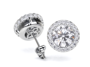 Lab-Grown Round Diamond Luxe Back Earrings - 14KT Yellow Gold