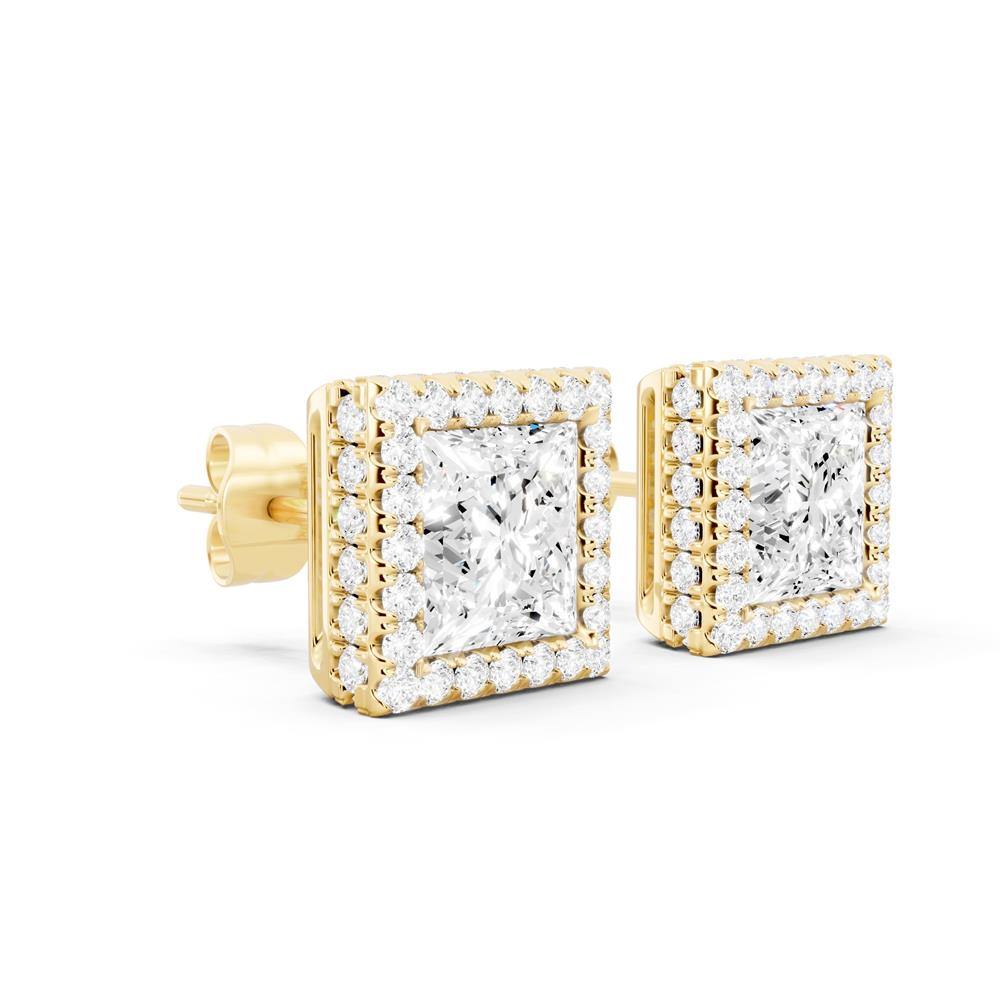 Princess & Round Lab-Grown Diamond Luxe Back Earrings - 14KT Yellow Gold