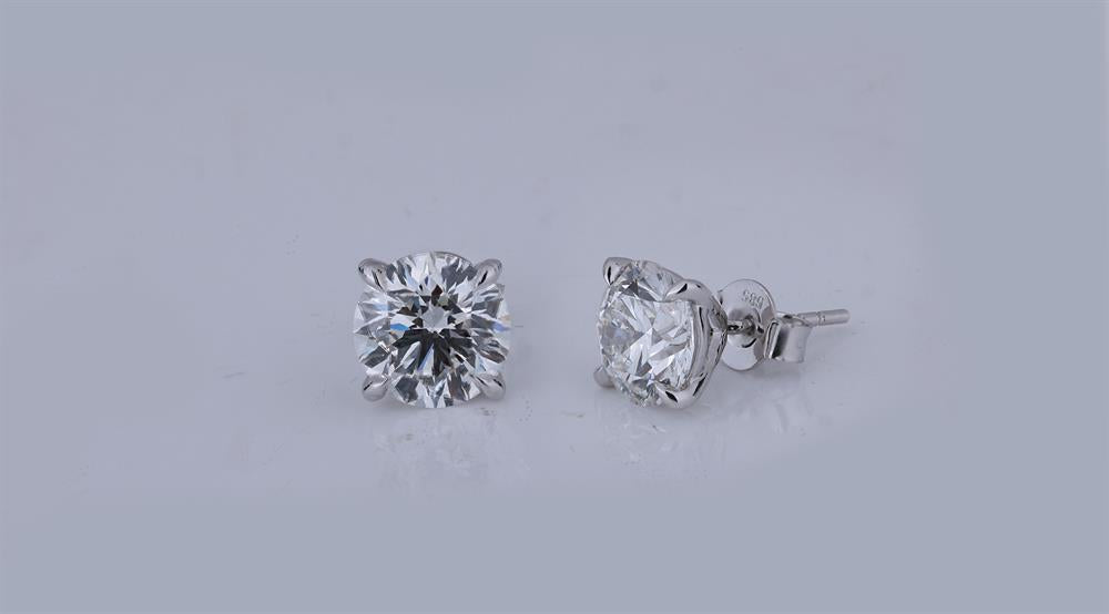 Lab-Grown Round Diamond Luxe Back Earrings - 14KT Yellow Gold