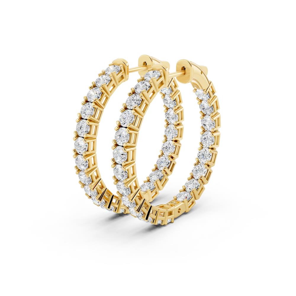 Lab-Grown Round Diamond Luxe Back Earrings - 14KT Yellow Gold
