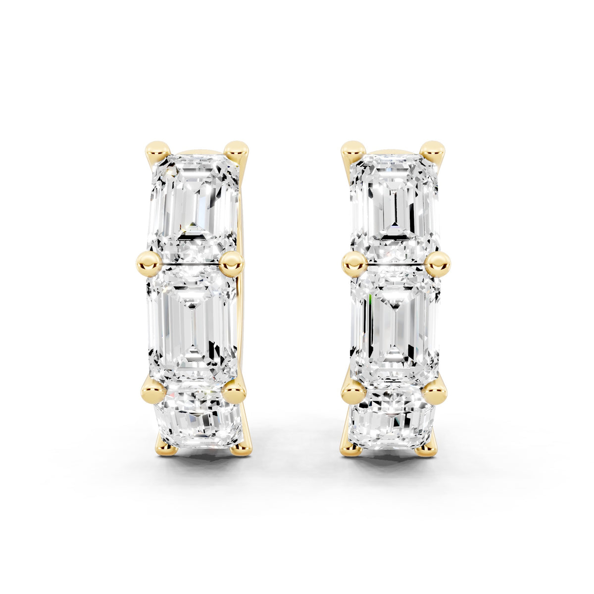 Emerald Lab-Grown Diamond Luxe Back Earrings - 14KT Yellow Gold