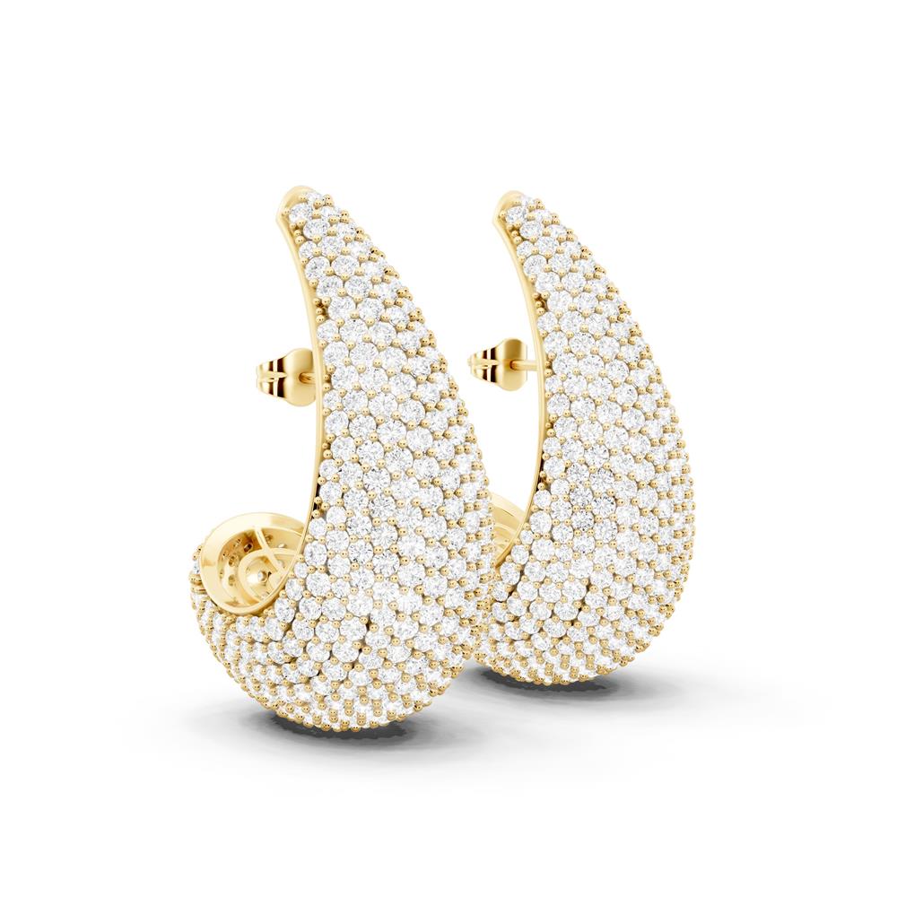 Lab-Grown Round Diamond Luxe Back Earrings - 14KT Yellow Gold