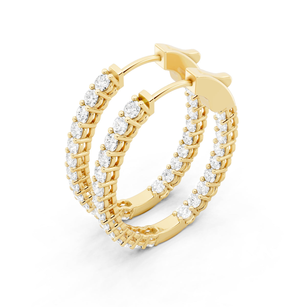 Round Lab-Grown Diamond Luxe Back Earrings - 14KT Yellow Gold