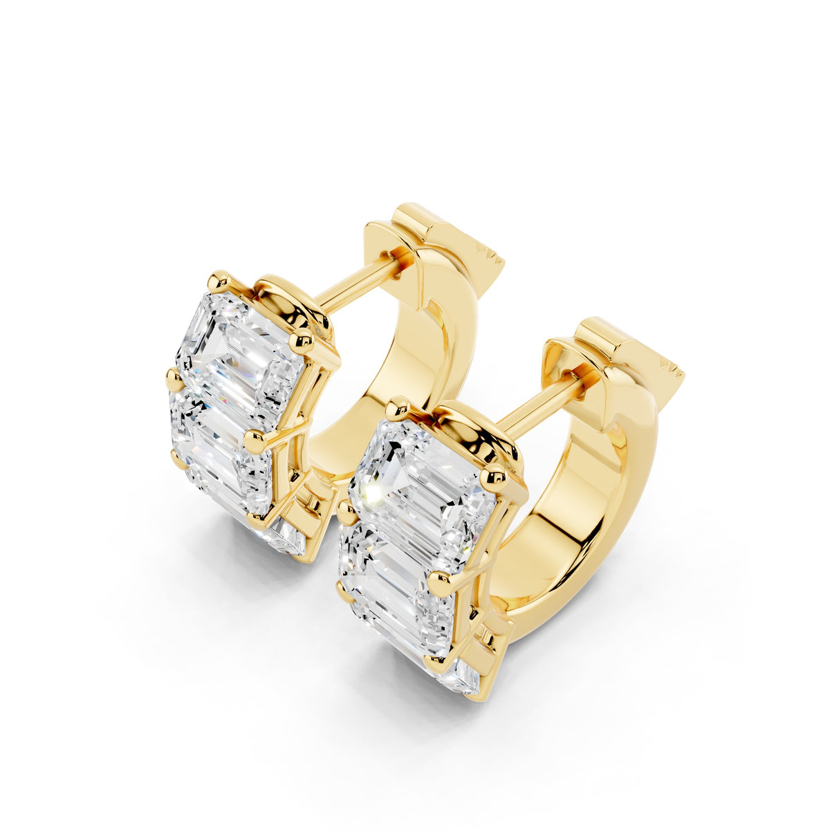 Emerald Lab-Grown Diamond Luxe Back Earrings - 14KT Yellow Gold