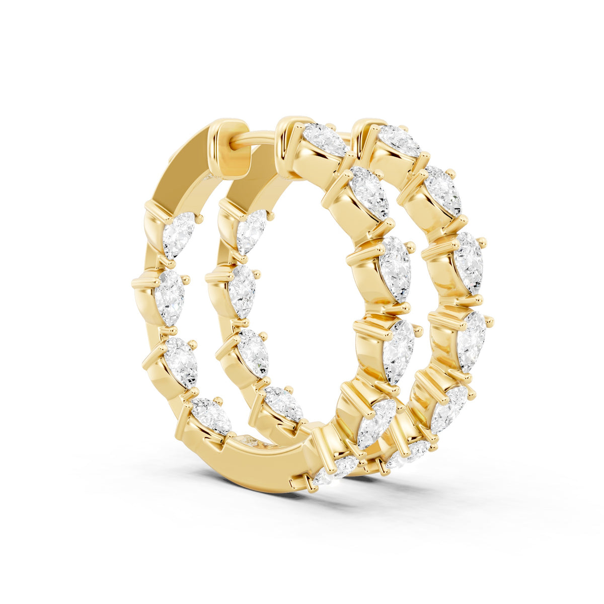 Pear Shape Lab-Grown Diamond Luxe Back Earrings - 14KT Yellow Gold