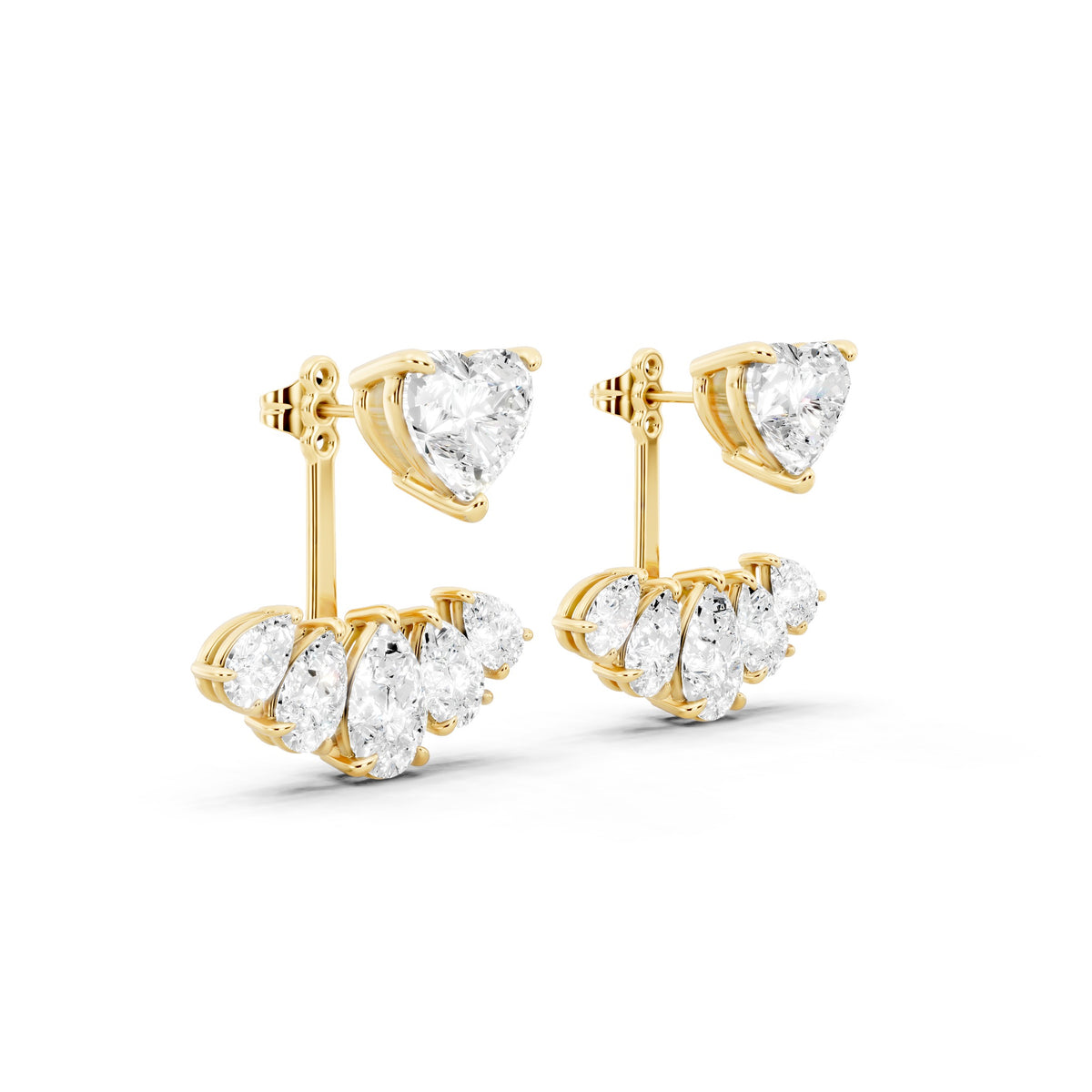 Heart & Pear Lab-Grown Diamond Statement Back Earrings - 14KT Yellow Gold