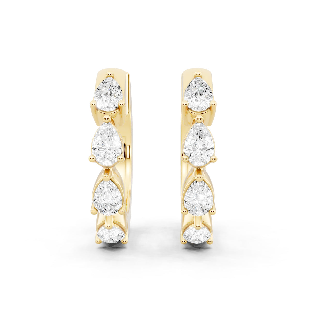Pear Shape Lab-Grown Diamond Back Earrings - 14KT Yellow Gold