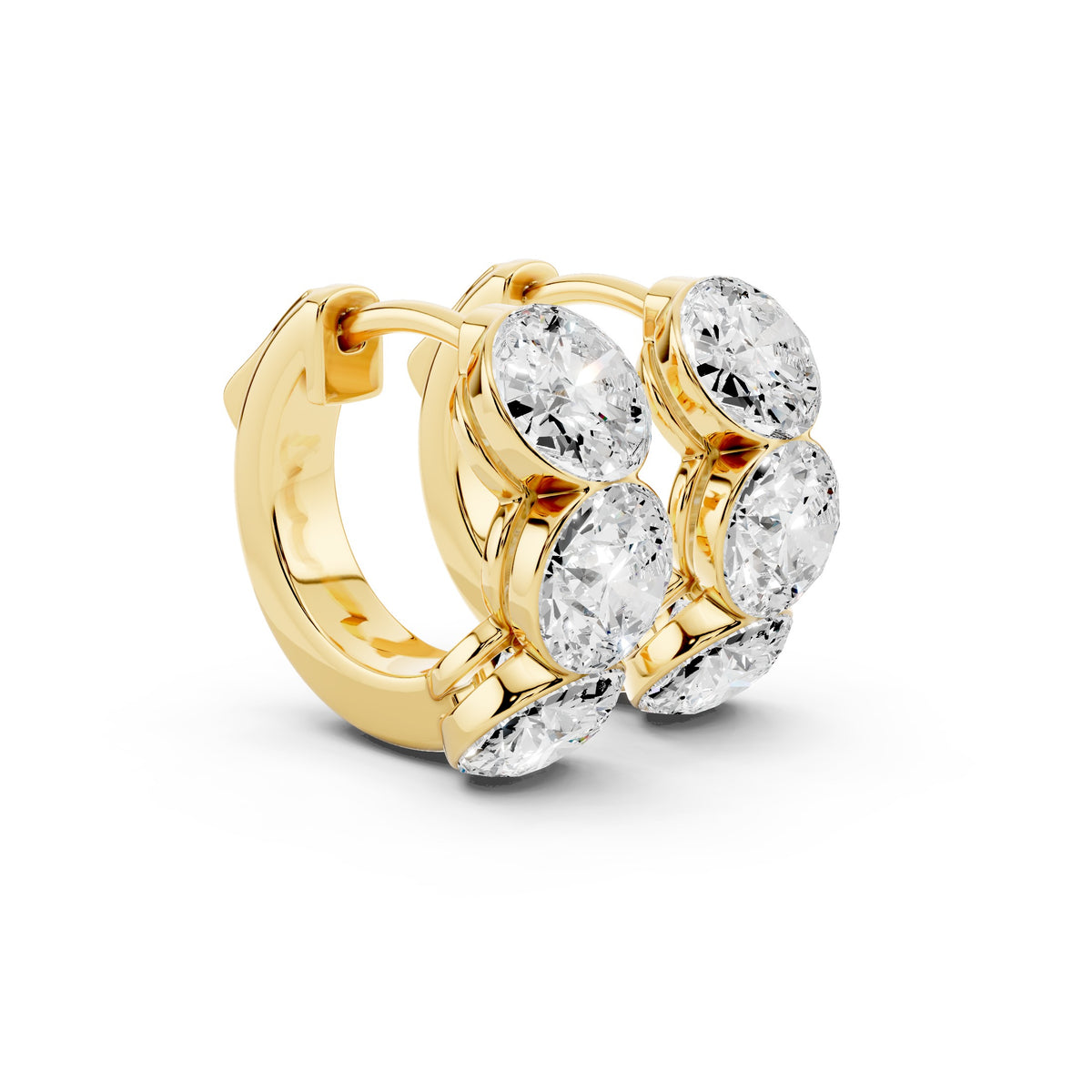 Round Lab-Grown Diamond Luxe Back Earrings - 14KT Yellow Gold