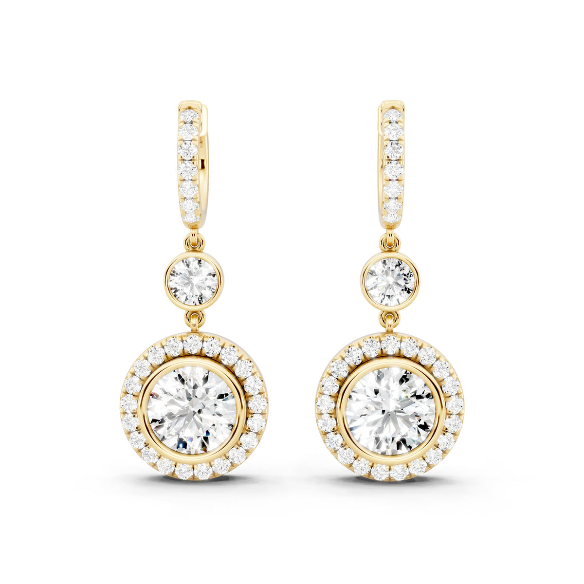 Round Lab-Grown Diamond Classic Back Earrings - 14KT Yellow Gold
