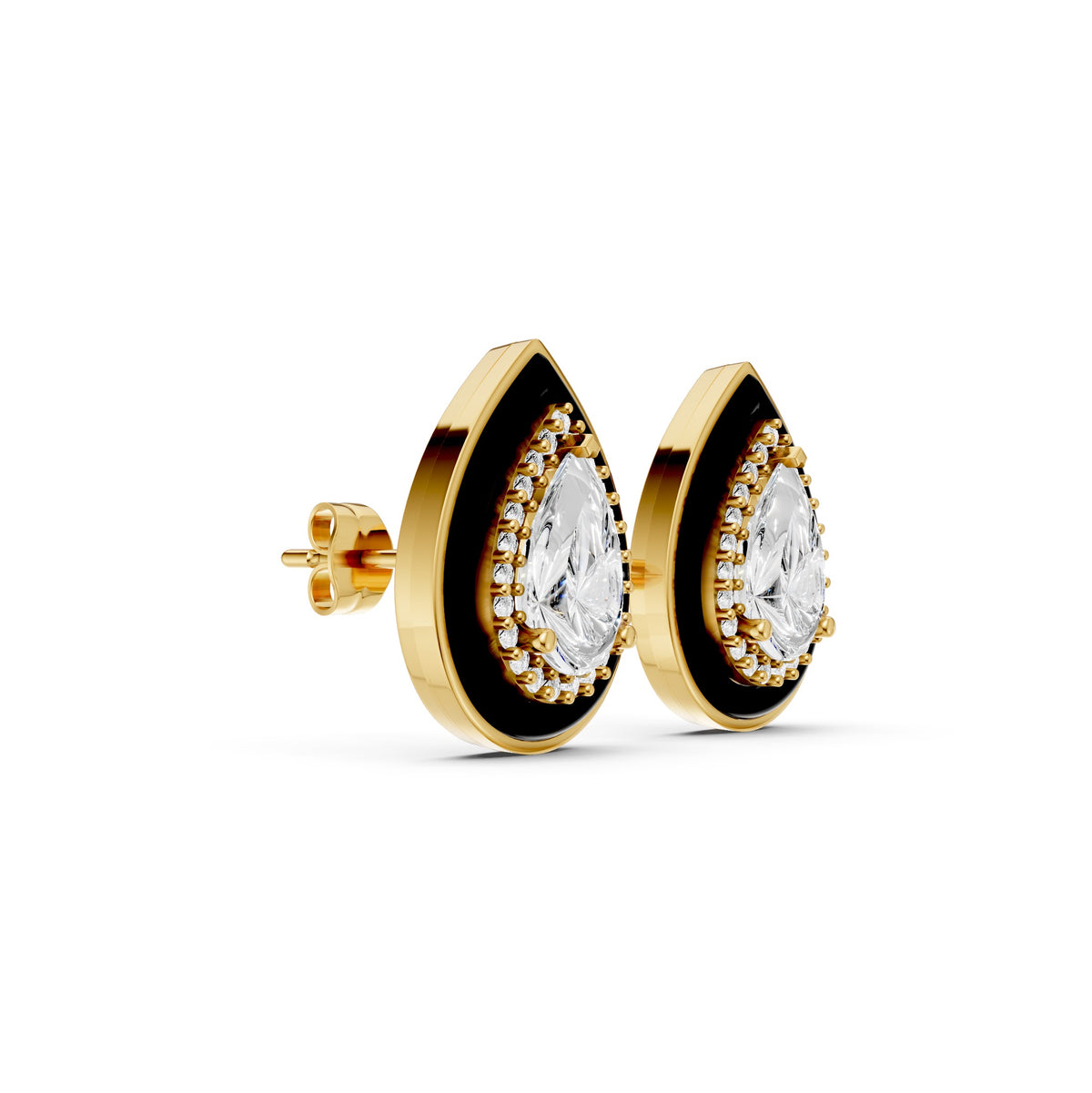 Pear Silver CZ Luxe Back Earrings - 925 Sterling Silver
