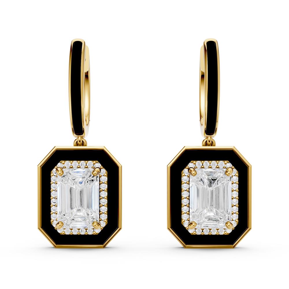 Emerald Silver CZ Statement Back Earrings - 925 Sterling Silver