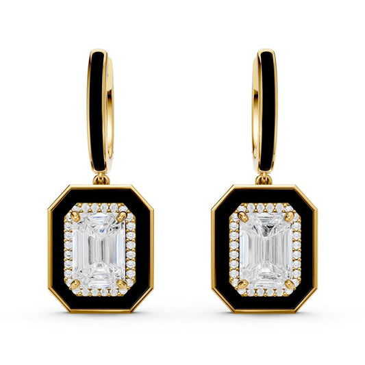 Emerald Silver CZ Statement Back Earrings - 925 Sterling Silver