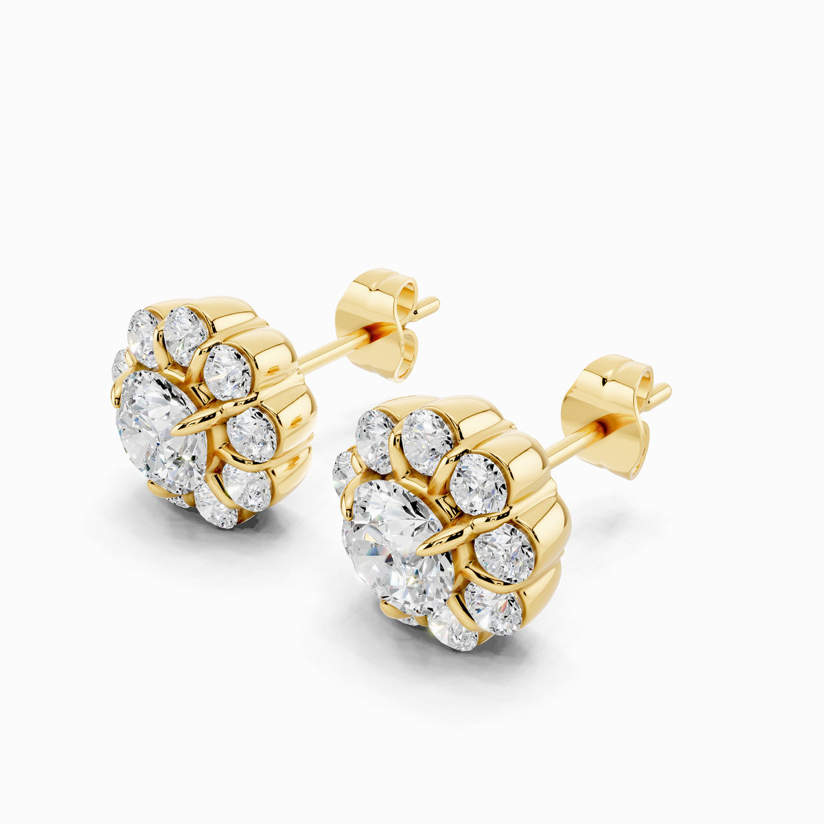 Torenia Round Cut Halo Earring