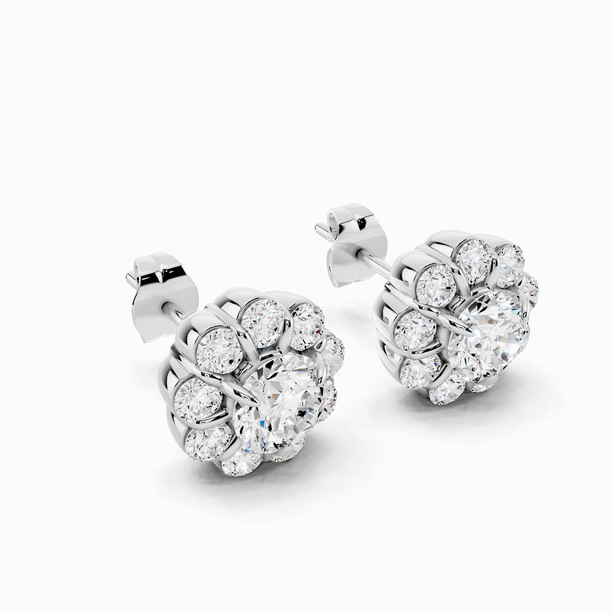 Torenia Round Cut Halo Earring