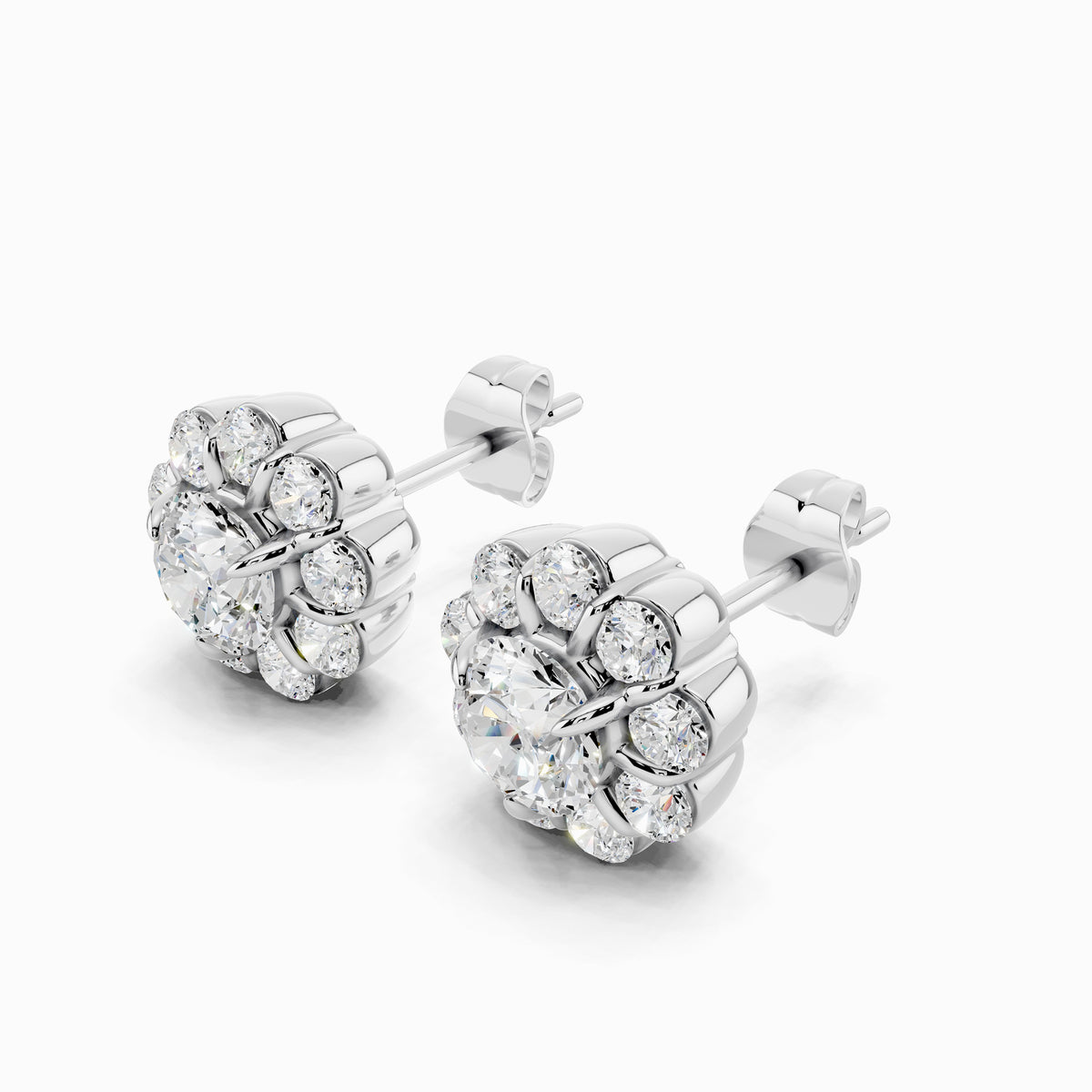 Torenia Round Cut Halo Earring